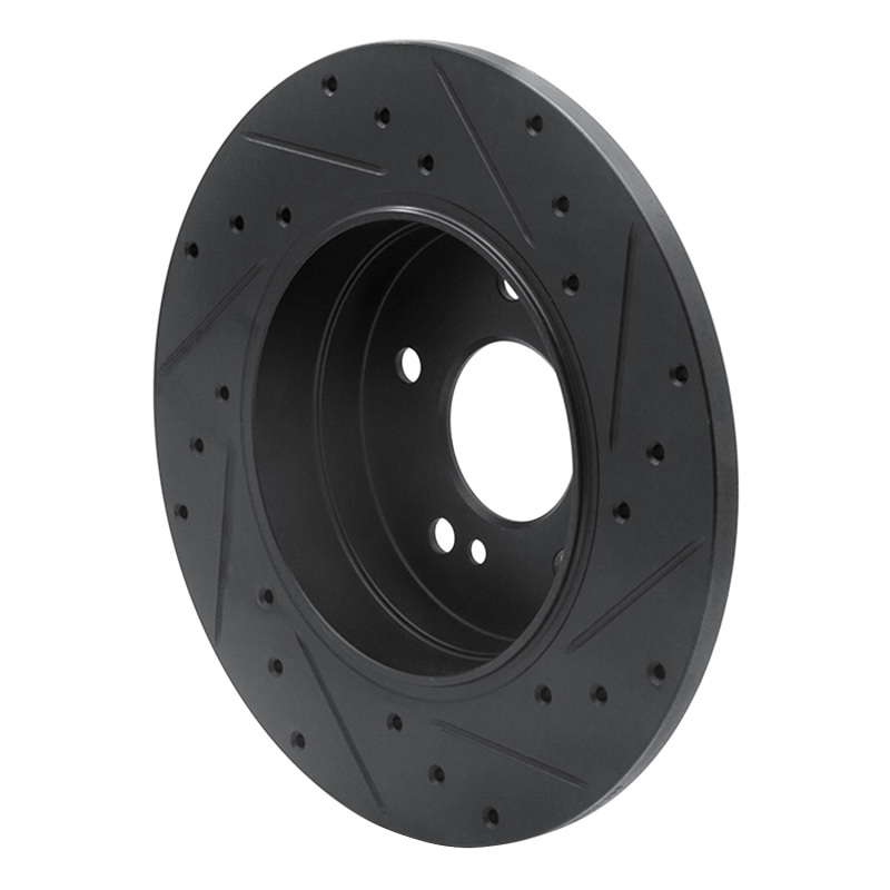 Mercedes-Benz E320 Brake Rotor (1) - Rear Left - R1 Concepts - Drilled & Slotted - Black - `98-`03